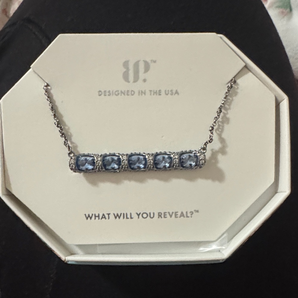 BP Silver Necklace with Blue Stones
